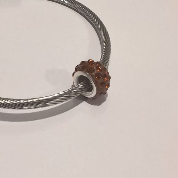 Silver Brown with Brown Rhinestones Charm for Pandora Style Bracelet‎ - Picture 4 of 4